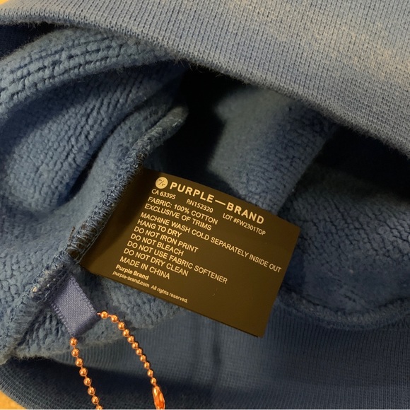 Purple Brand New York City Victoria Blue Sweatshirt Long Sleeve Mens Size M NEW - Picture 16 of 16